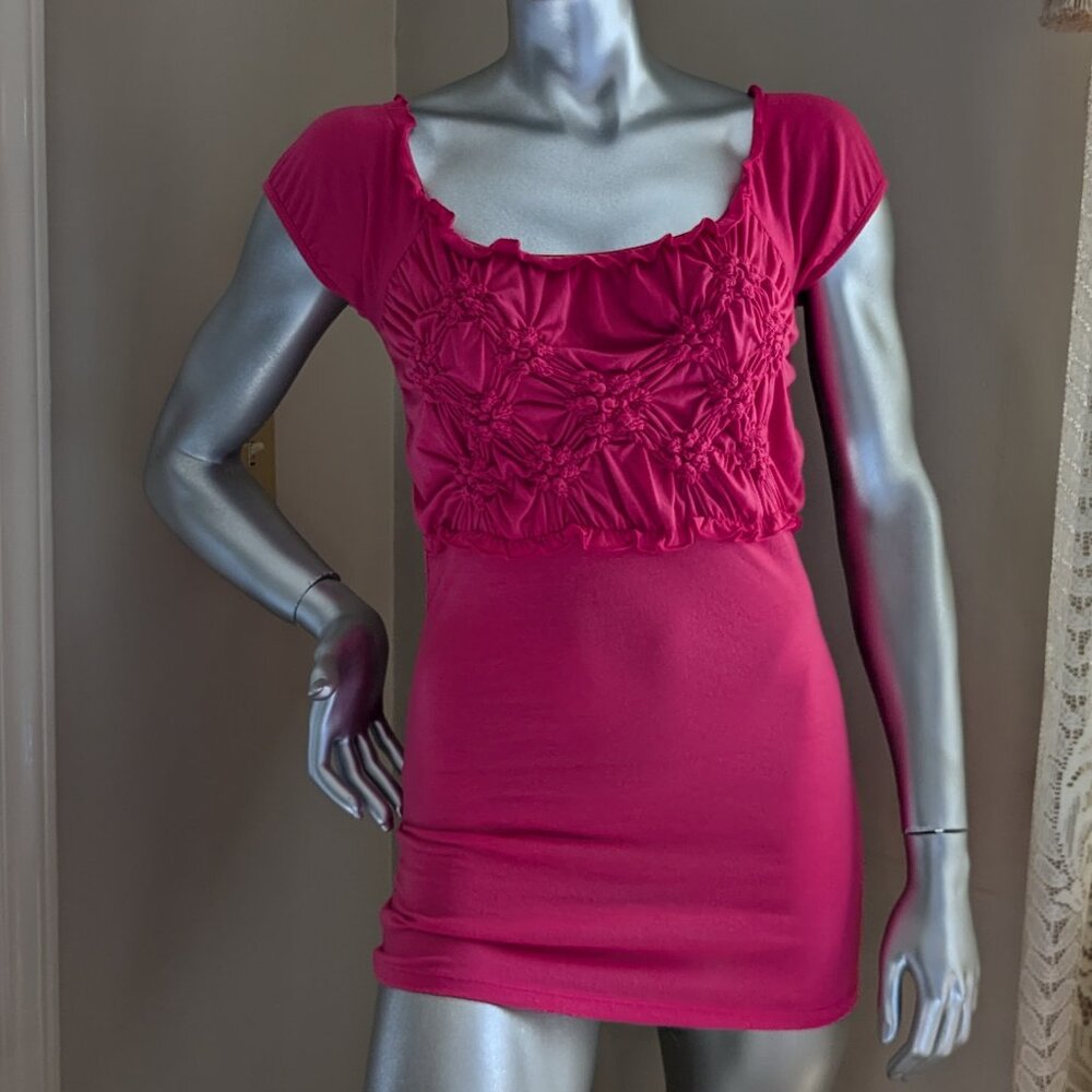 New Directions Pink Ruched Bust T-shirt Mini Dress